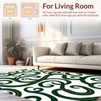 Elegant Scrollwork Green Gold Design Rug