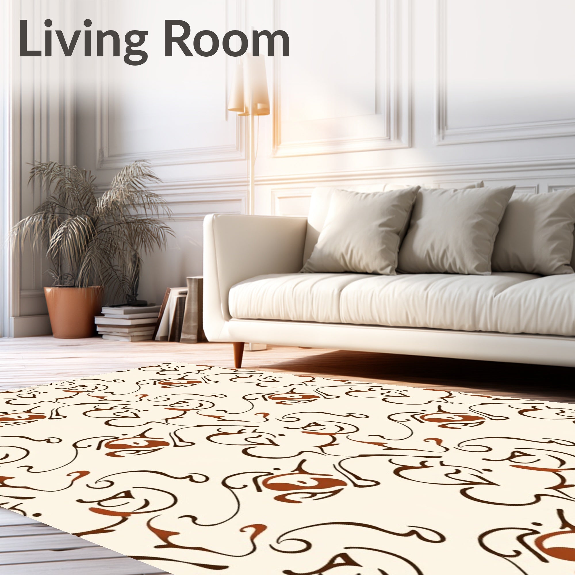Retro Floral Swirls Pattern Rug
