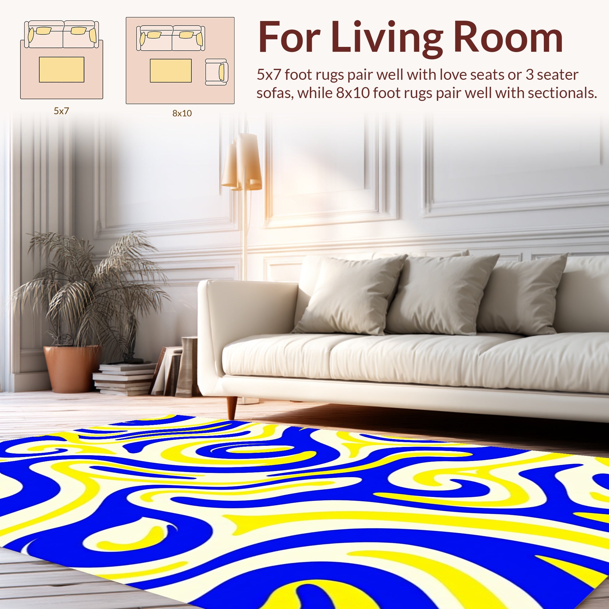 Bold Abstract Swirls Stripes Rug Design Rug
