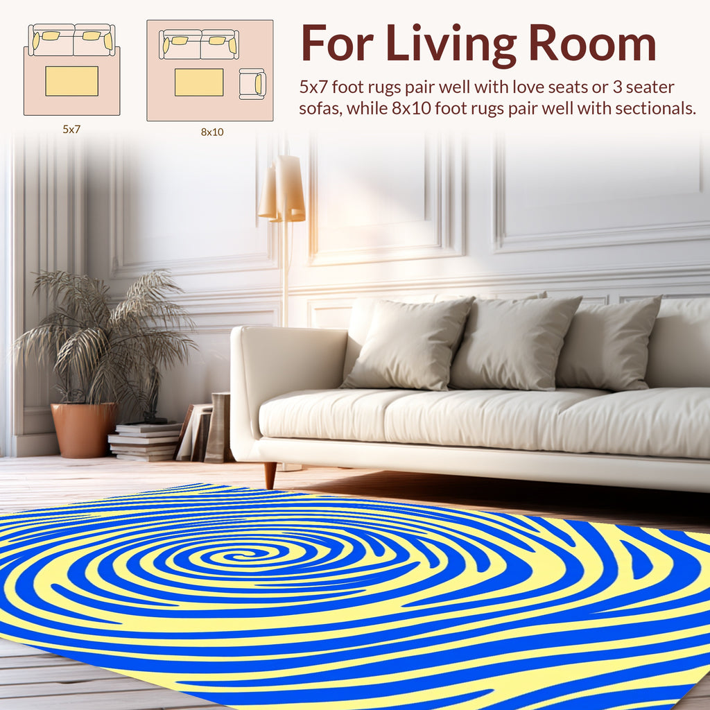 Blue Swirl Abstract Pattern Rug