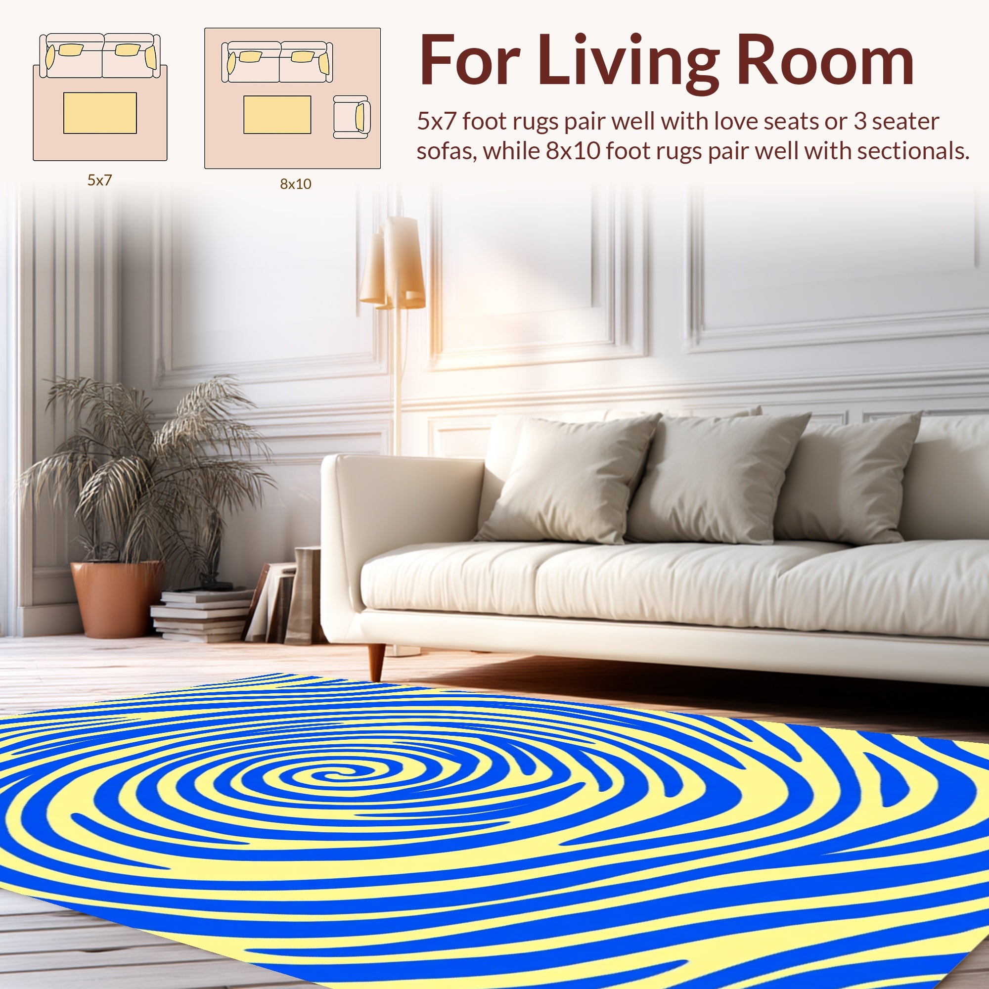 Blue Swirl Abstract Pattern Rug