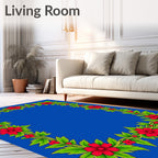 Vibrant Floral Vine Border Design Rug