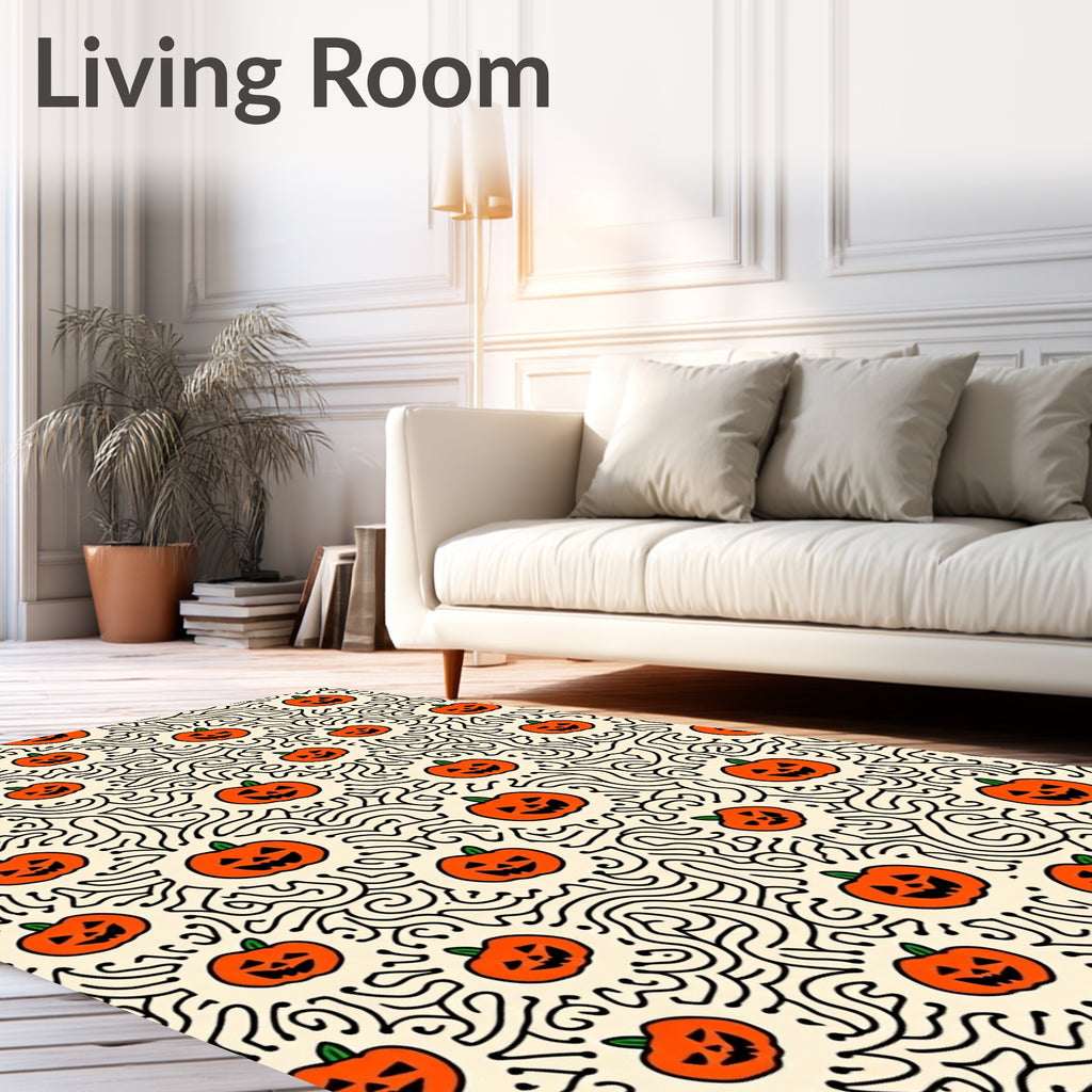 Spooky Jack-o'-lantern Swirl Pattern Rug