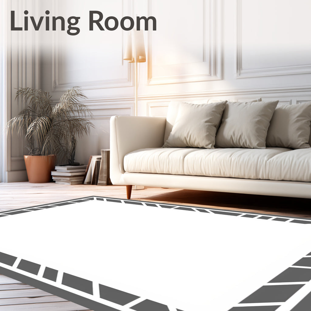 Modern Diagonal Stripe Border Rug