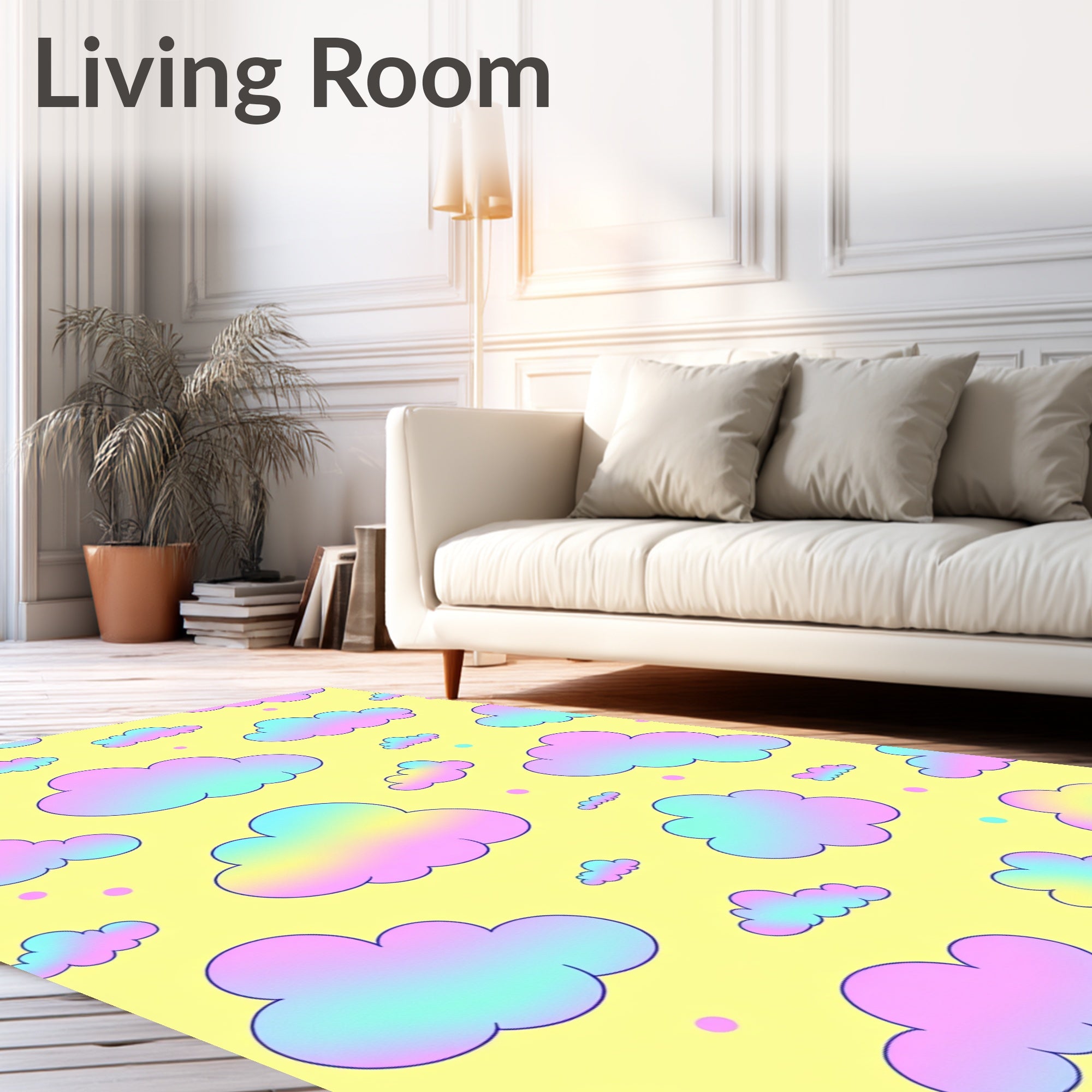 Pastel Rainbow Clouds Pattern Rug