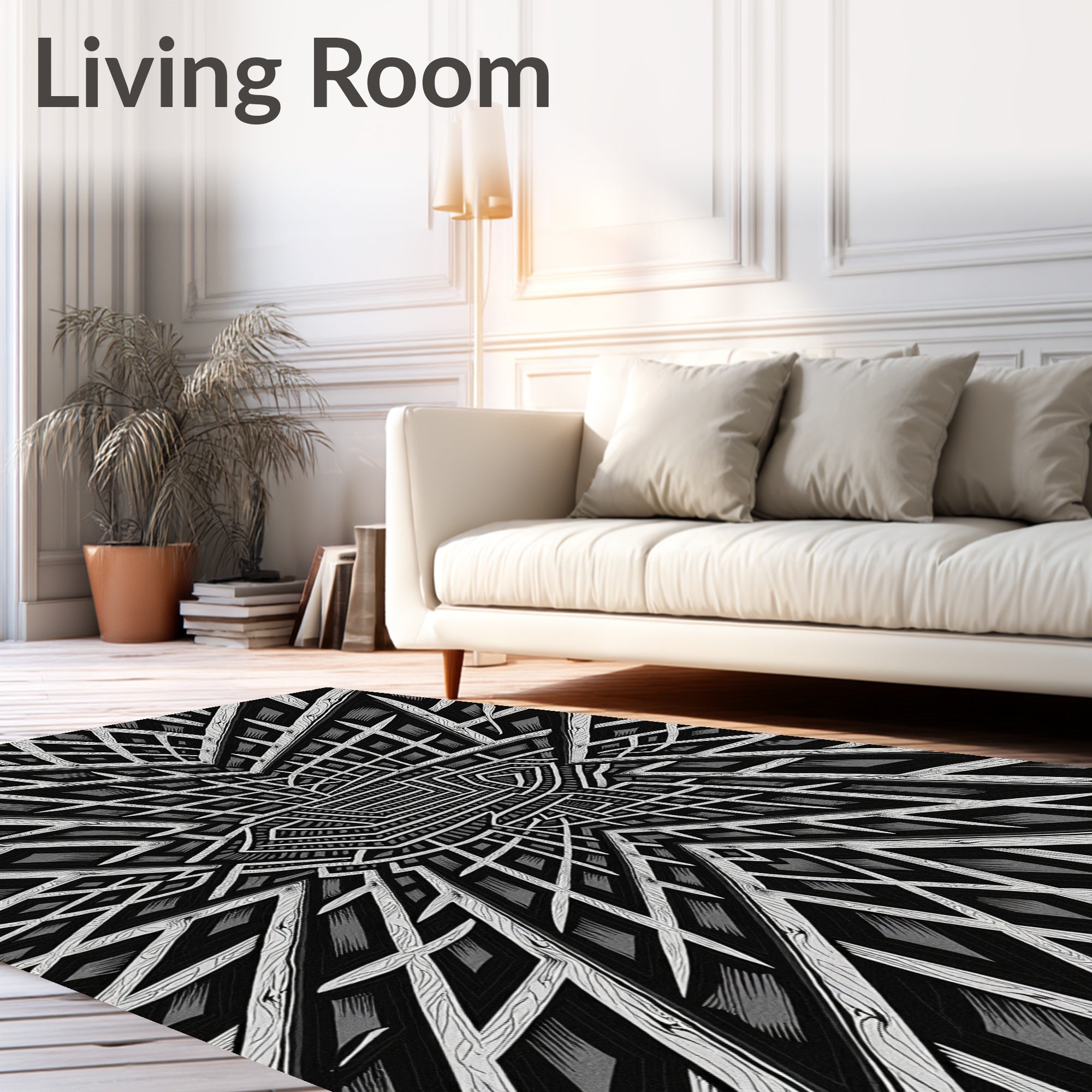 Black and White Geometric Perspective Rug