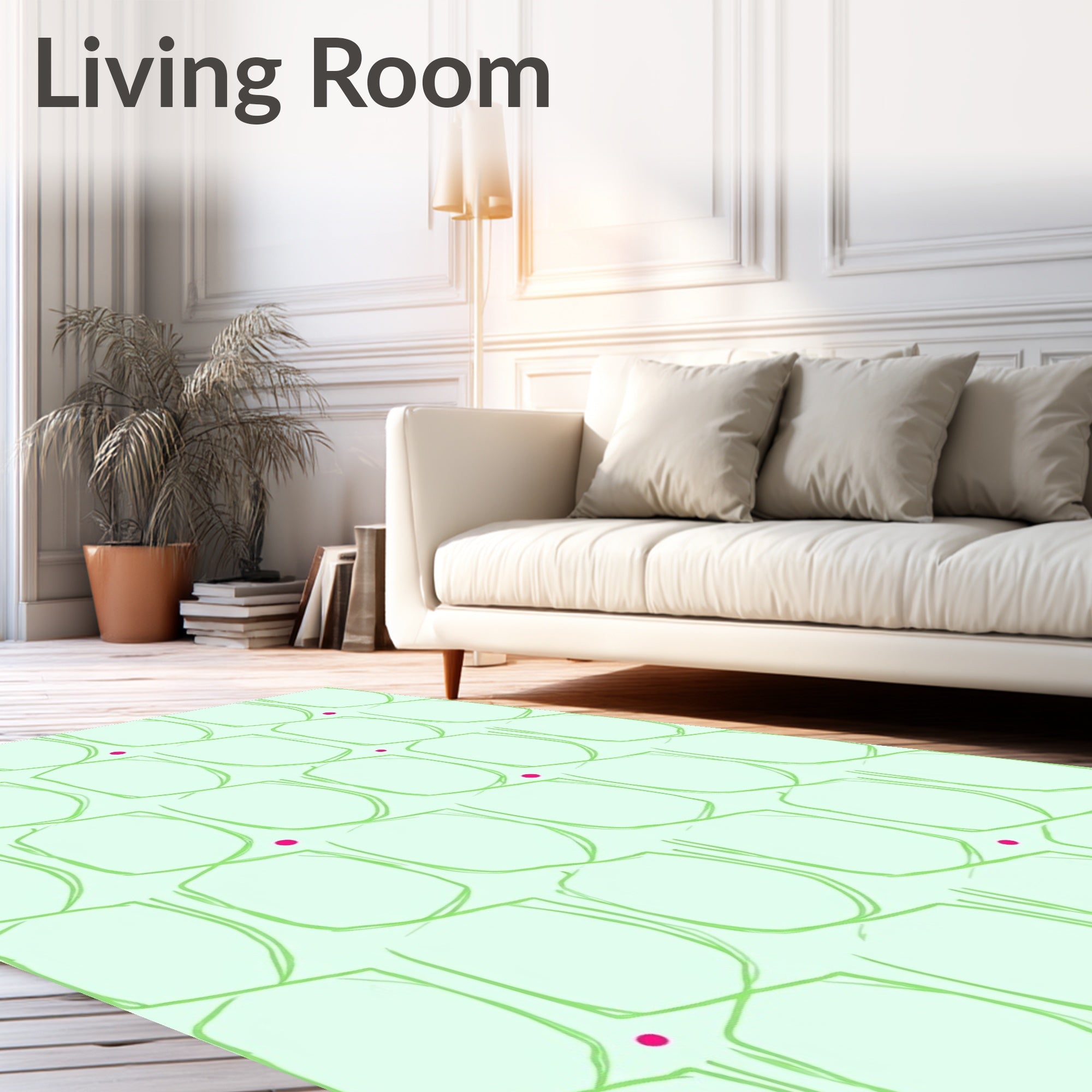 Light Green Shield Pattern with Dots Rug