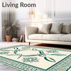 Elegant Emerald Floral Abstract Design Rug