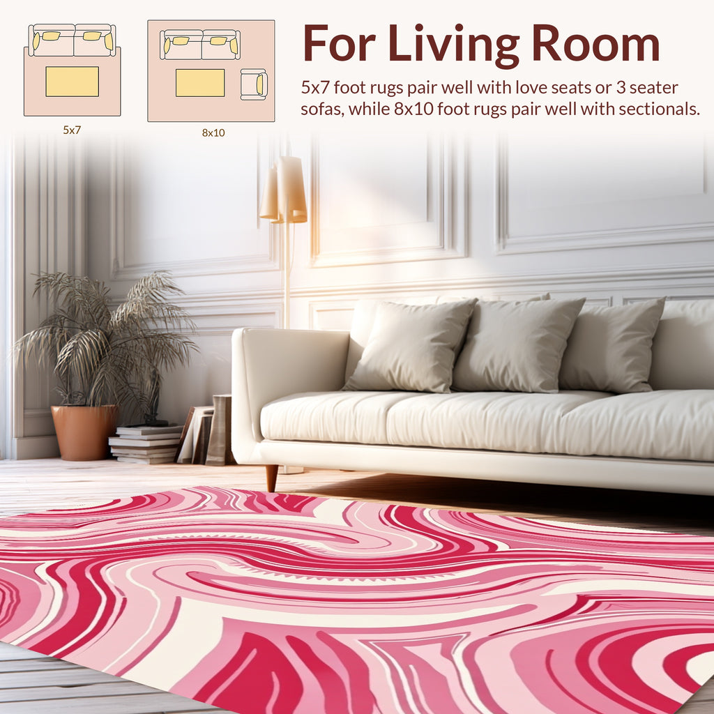 Abstract Pink Swirl Pattern Rug