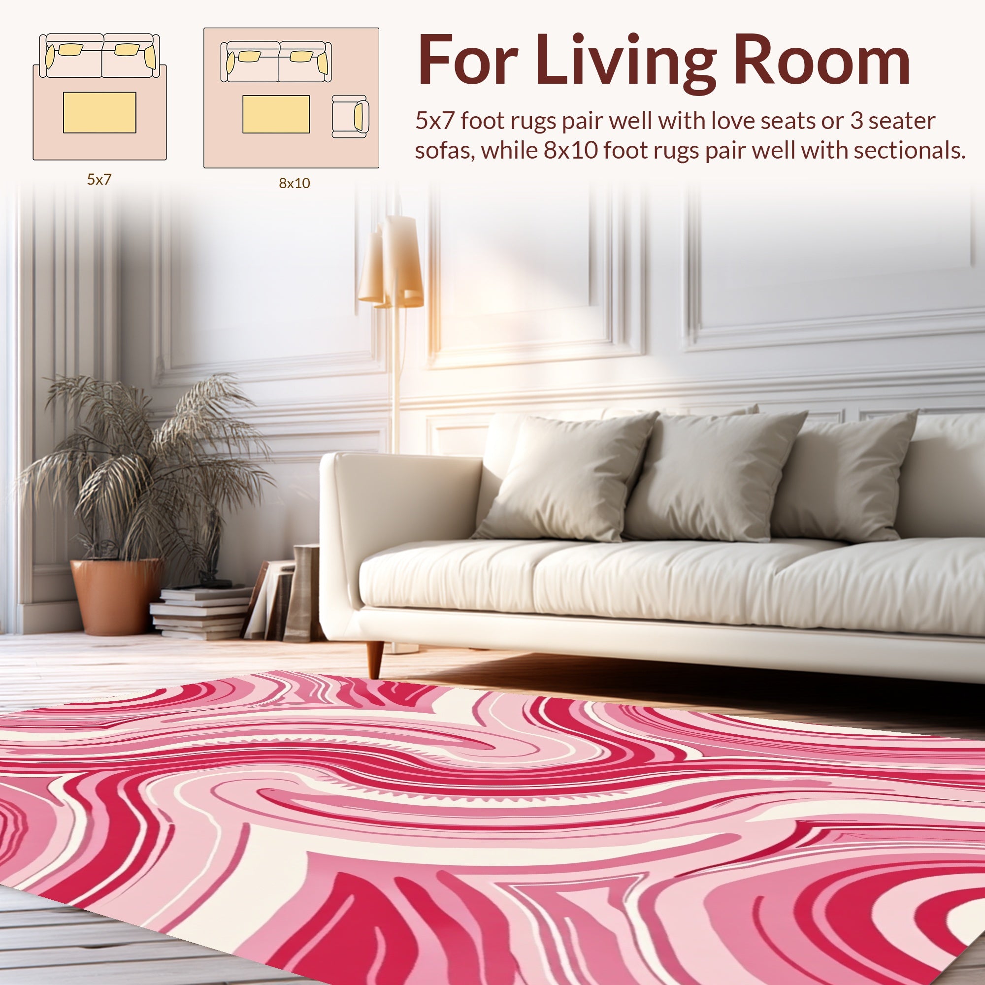 Abstract Pink Swirl Pattern Rug