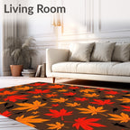 Red Orange Leaf Pattern Design Rug