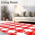 Red Rectangular Ornate Geometric Design Rug