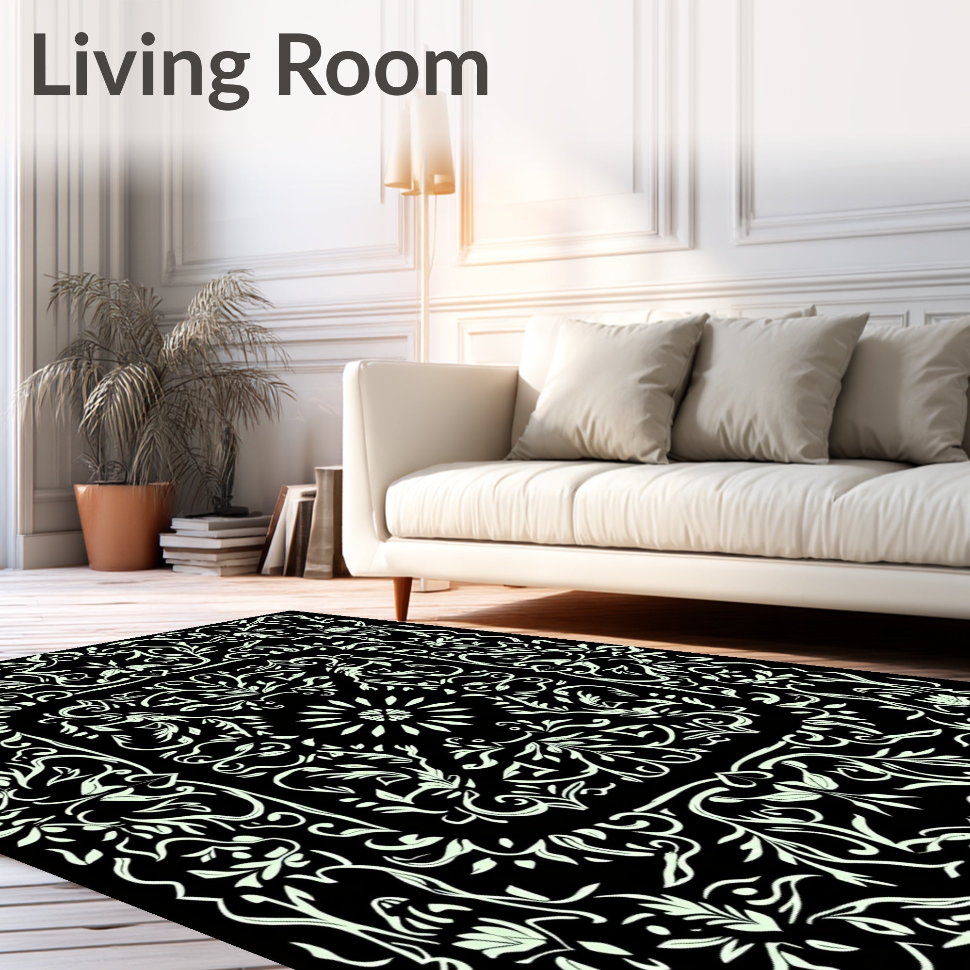 Light Vines Floral Medallion Pattern Rug