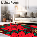 Red Floral Starburst Pattern Rug