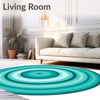 Teal Concentric Circles Abstract Rug