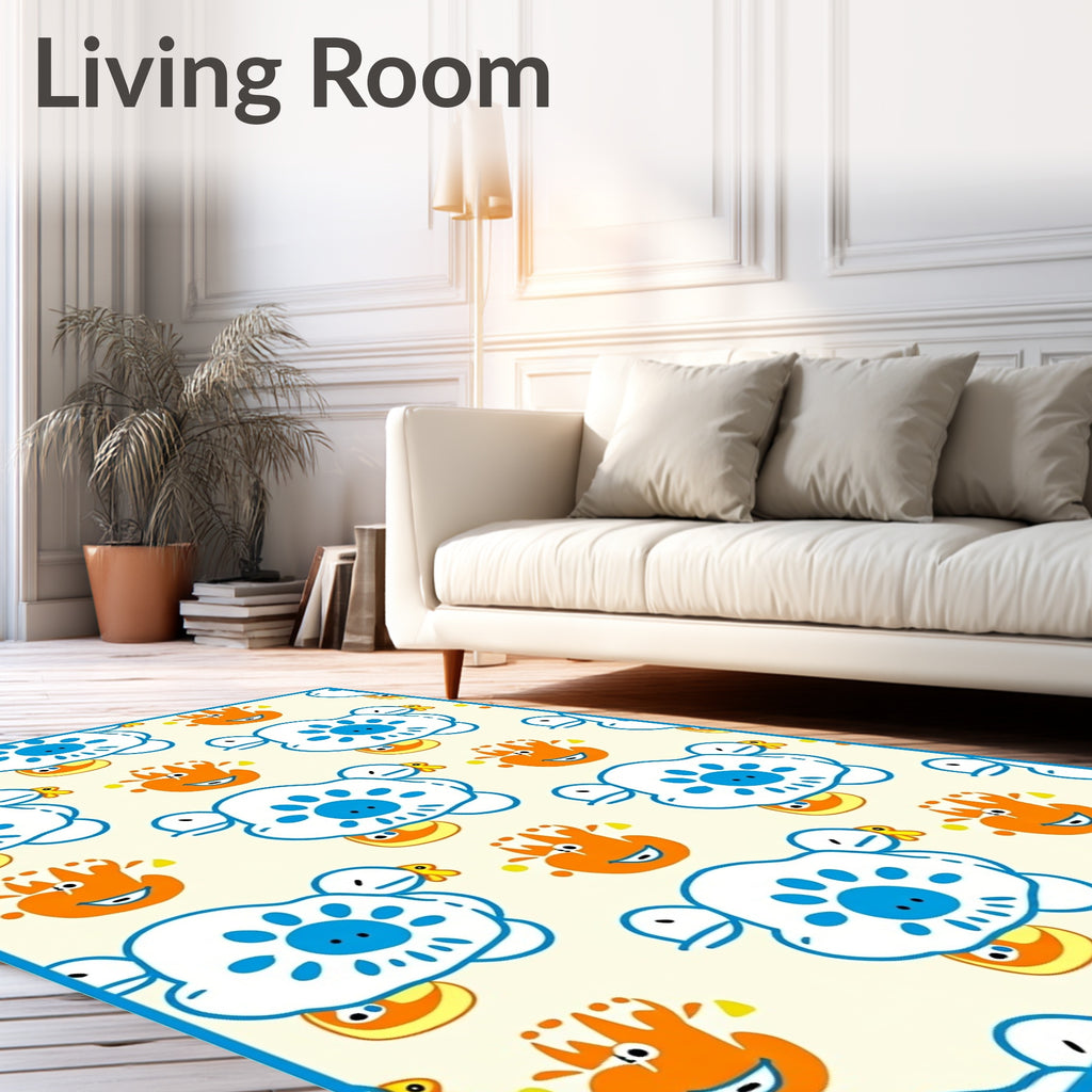 Whimsical Cartoon Character Pattern Rug