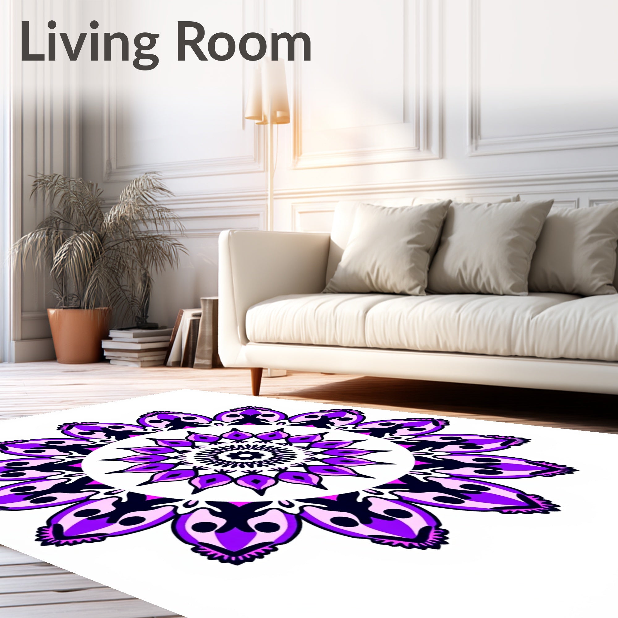 Purple Pink Floral Mandala Design Rug