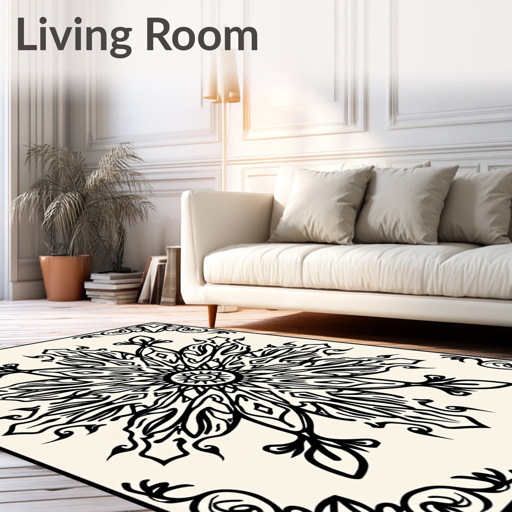 Intricate Floral Sunburst Pattern Rug