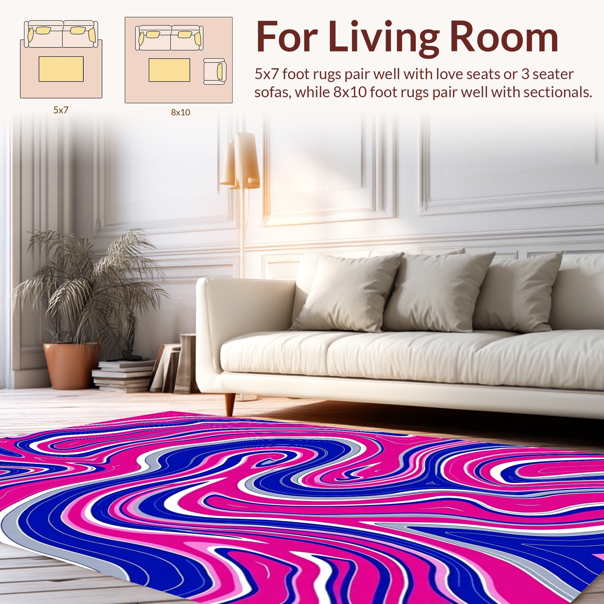 Bold Pink Blue Swirl Pattern Rug
