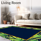 Green Leaf Patterned Tropical Design Rug