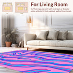 Wavy Lines Pink Blue Pattern Rug