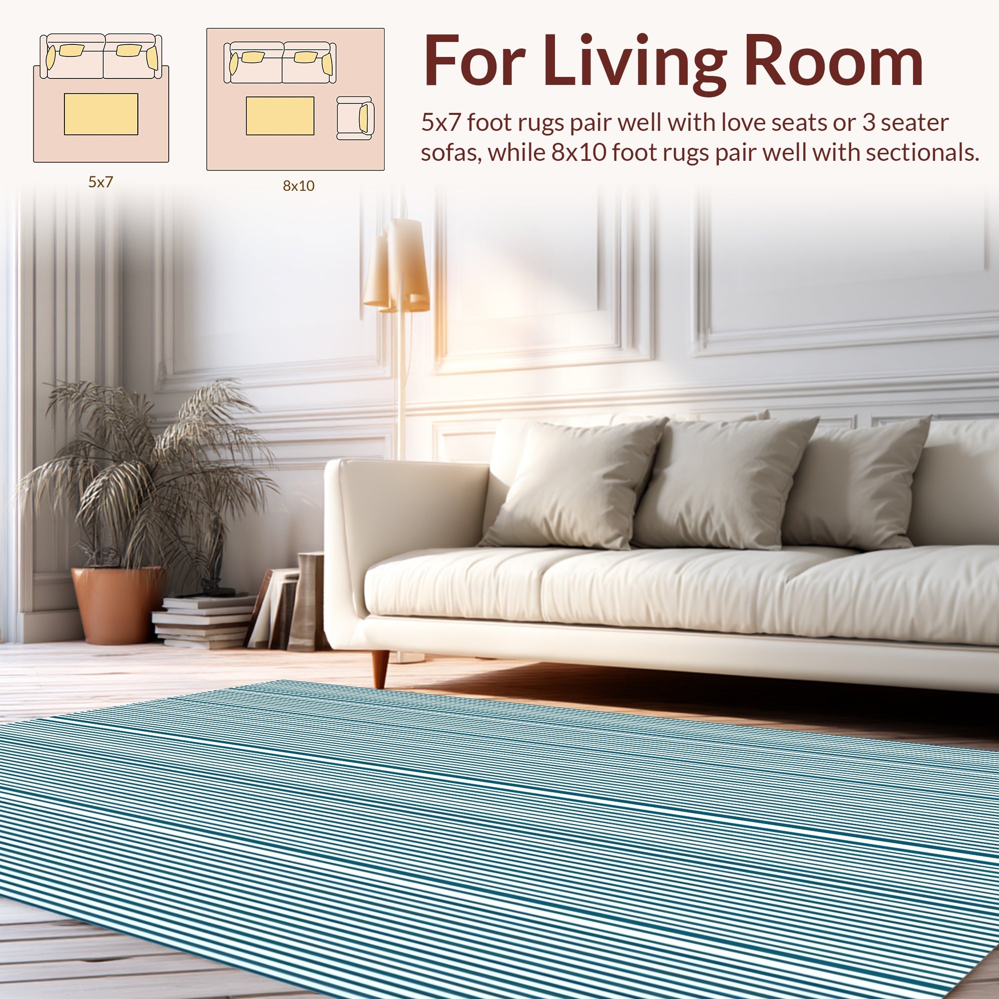Modern Navy 2 Tone Stripes Rug