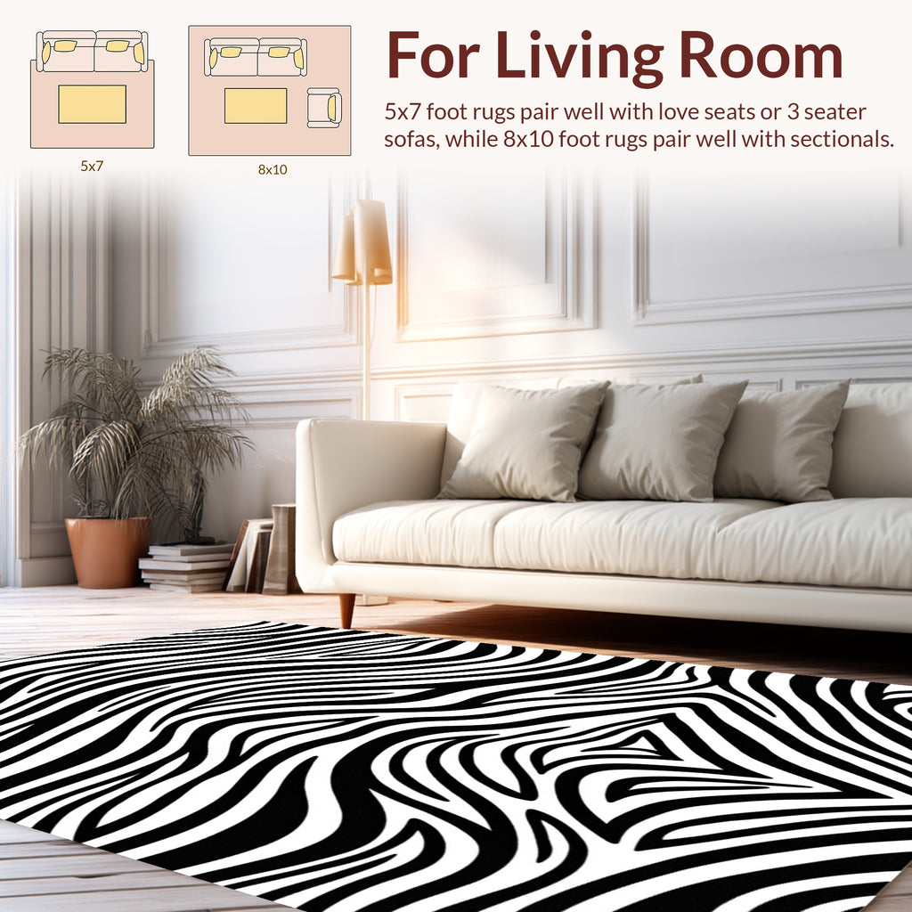 Bold Black White Animal Print Rug