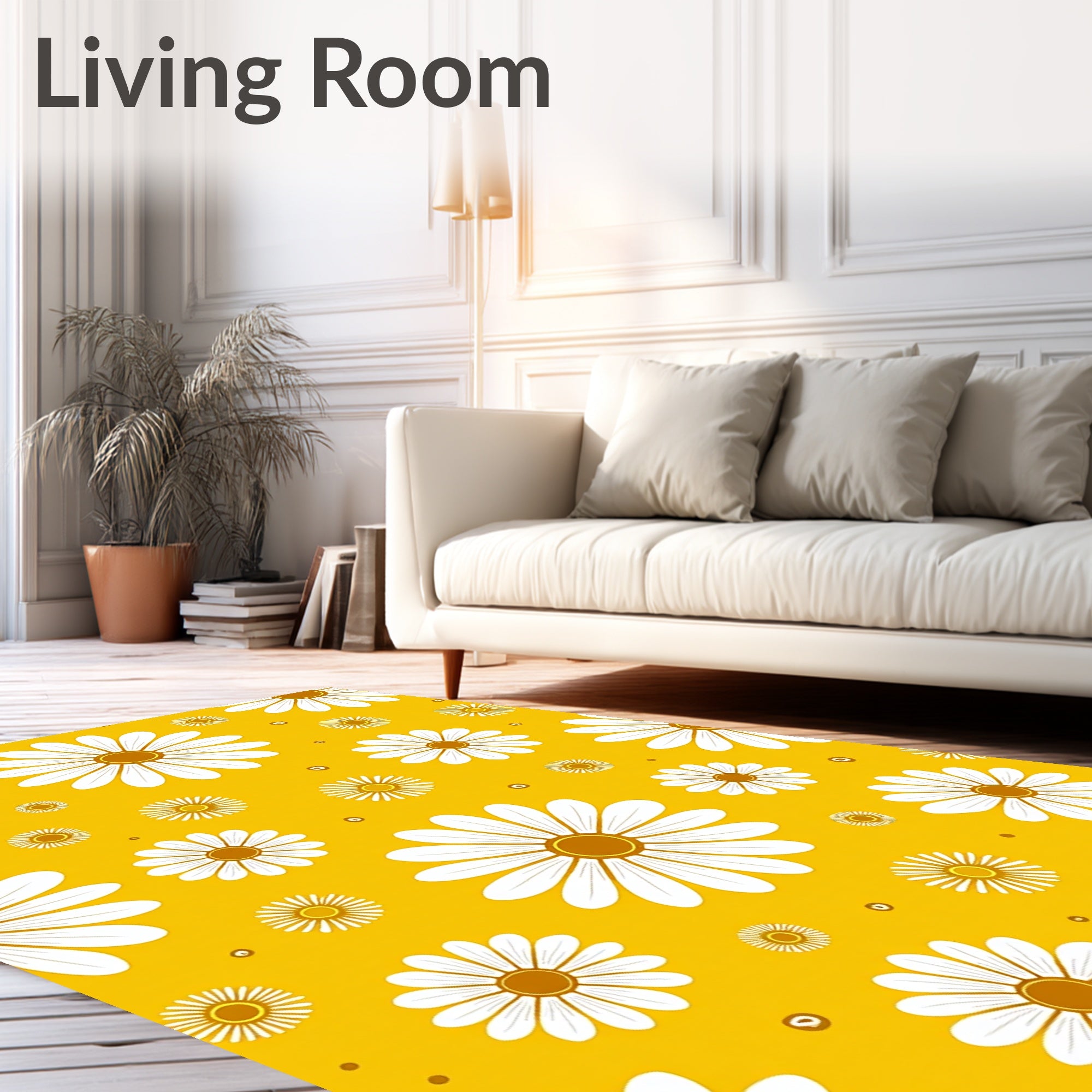 Bold Daisy Yellow Pattern Rug