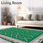 Intricate Floral Patterned Emerald Rug