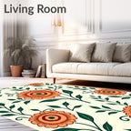 Orange Blossom Vines On Cream Rug