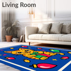 Whimsical Kitty With Present Pattern Rug