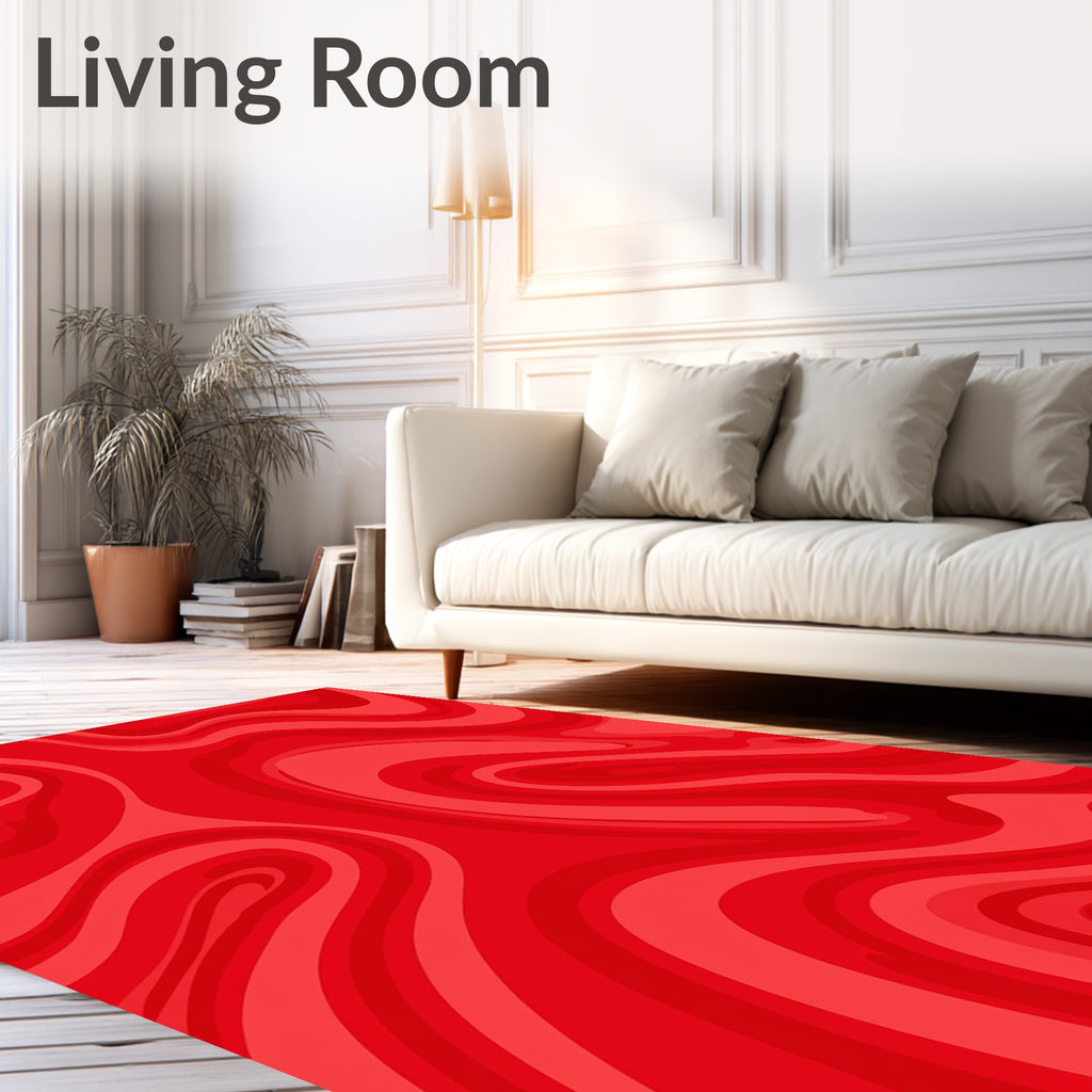 Crimson Swirl Abstract Pattern Rug
