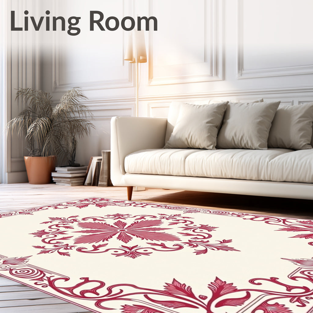 Victorian Red Floral Medallion Rug