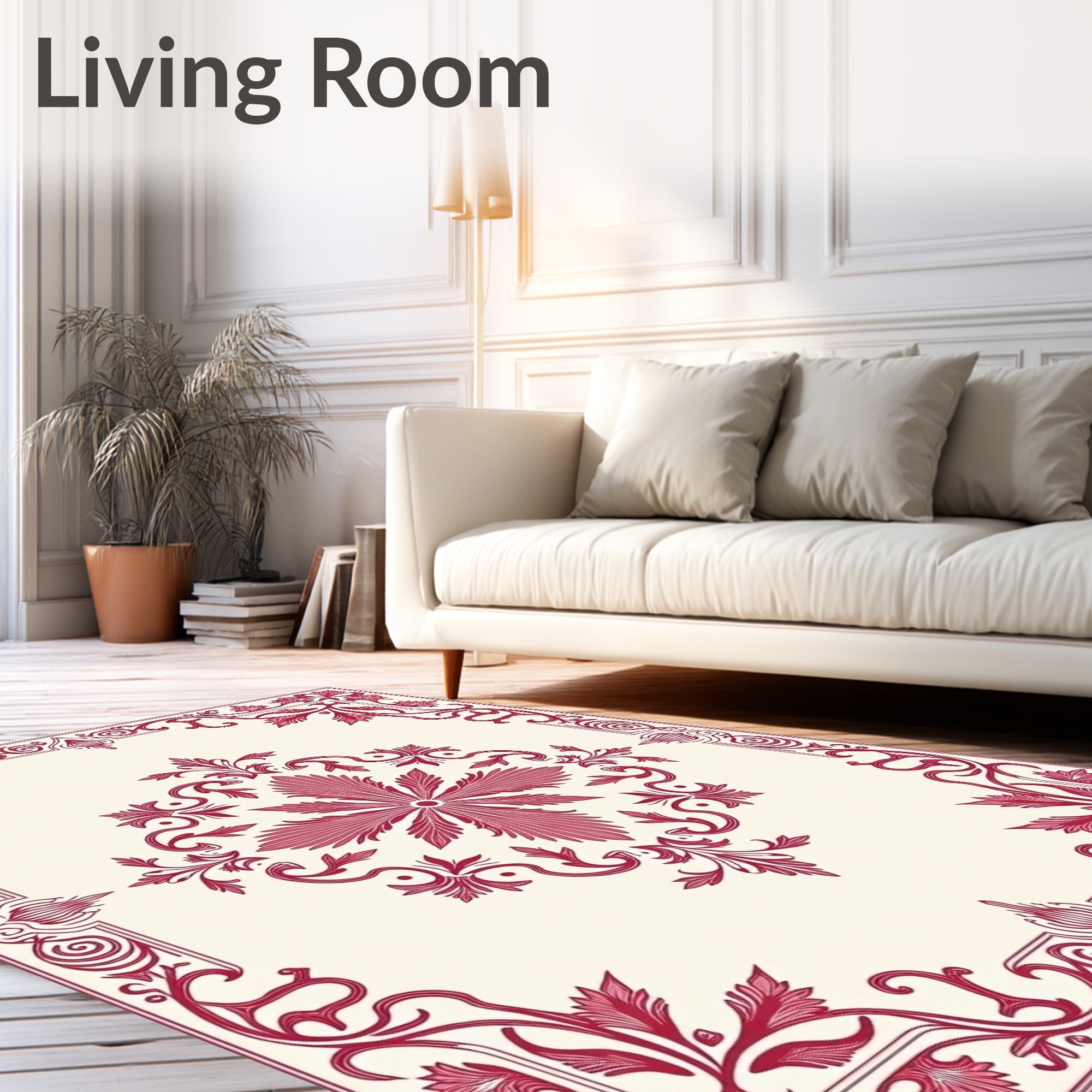 Victorian Red Floral Medallion Rug