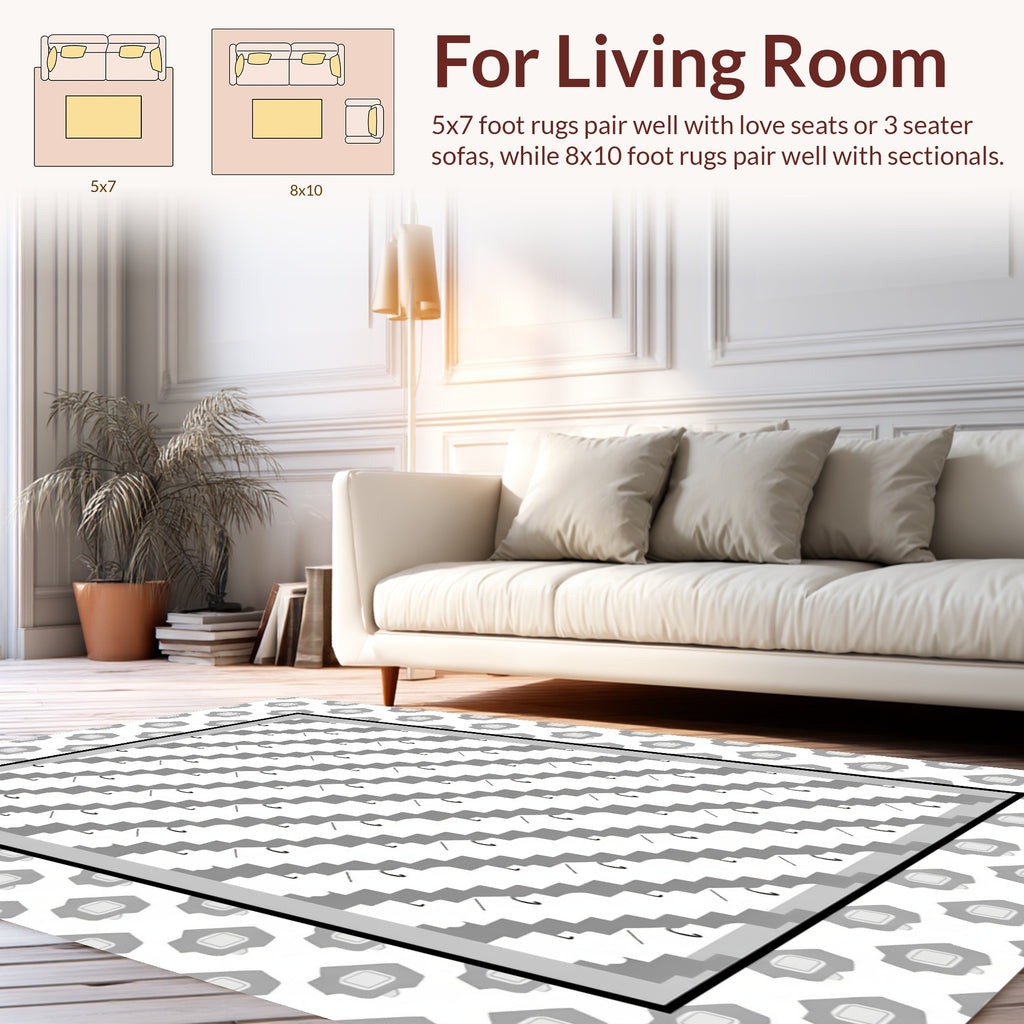 Grids and Dots Geometric Pattern Rug