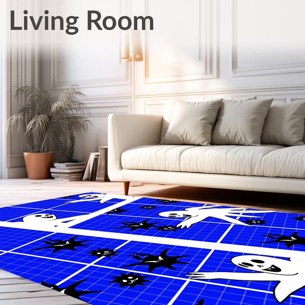 Spooky Ghost Monster Grid Pattern Rug