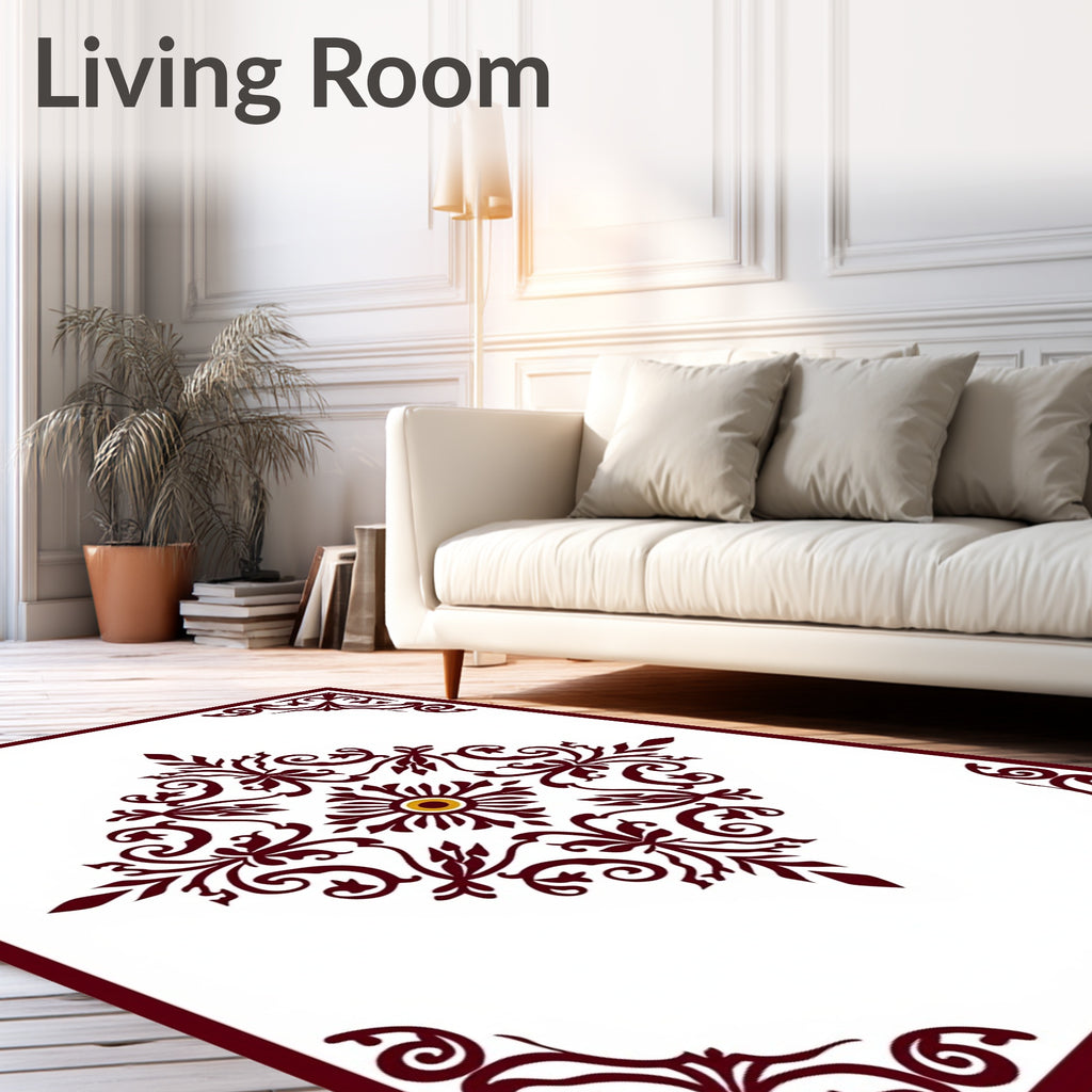 Ornate Floral Scrollwork Design Rug