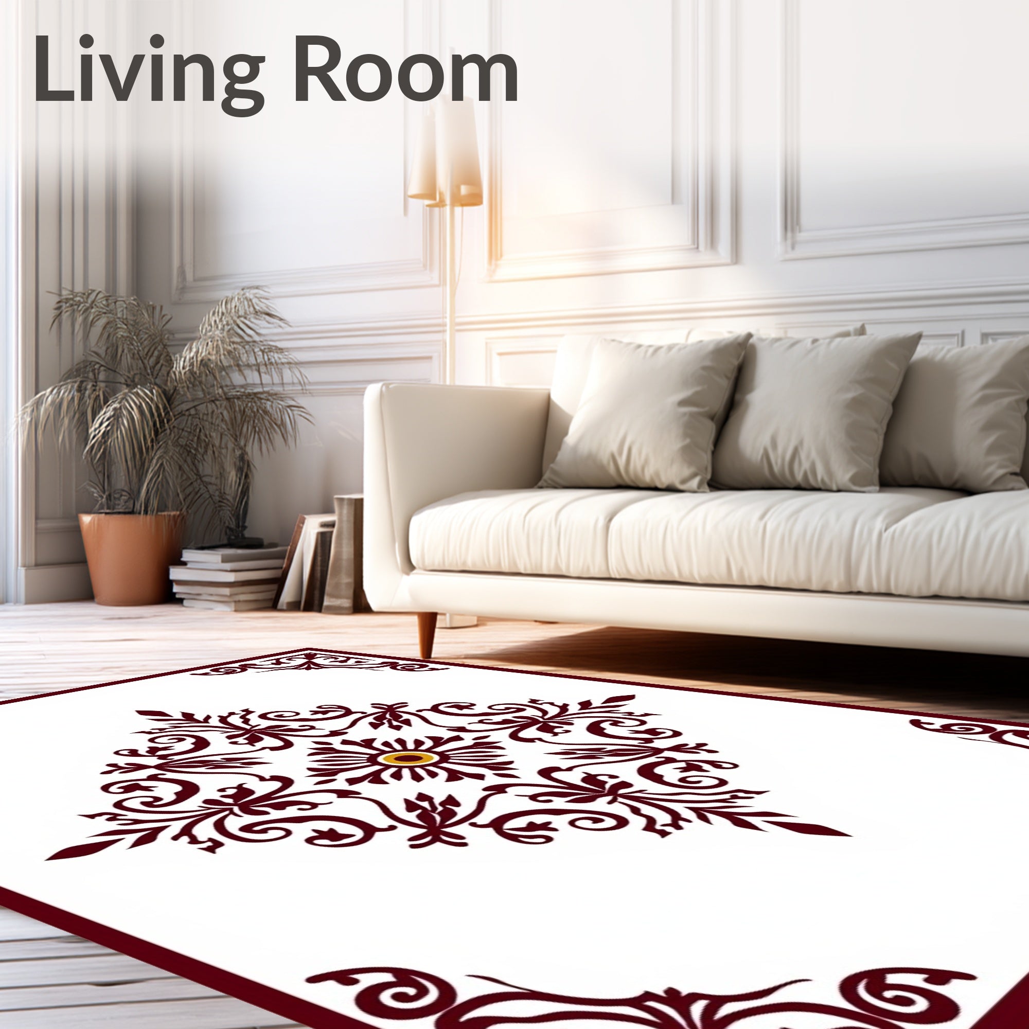 Ornate Floral Scrollwork Design Rug