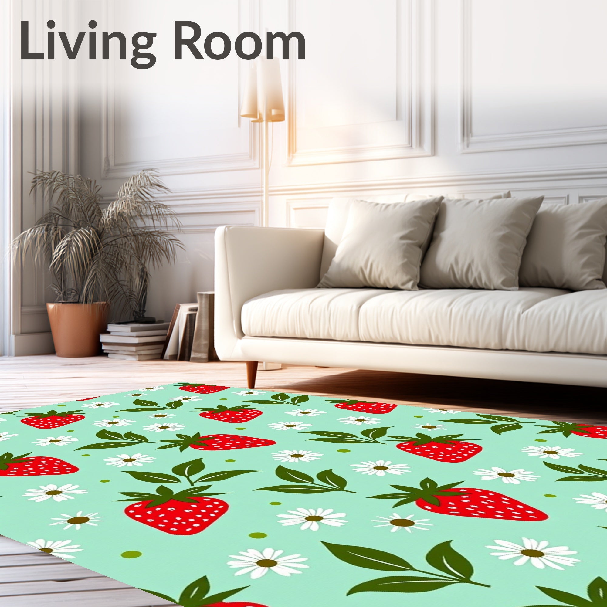 Sweet Strawberry Daisy Pattern Rug