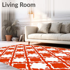 Geometric Lattice Orange Pattern Rug