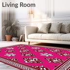 Rich Damask Pattern Pink Rug