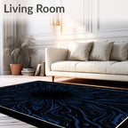 Deep Blue Swirling Organic Pattern Rug