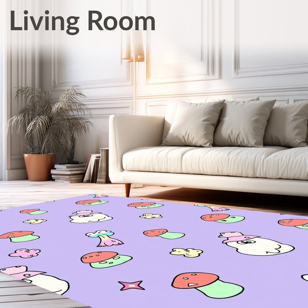 Playful Mushroom Critter Pattern Rug