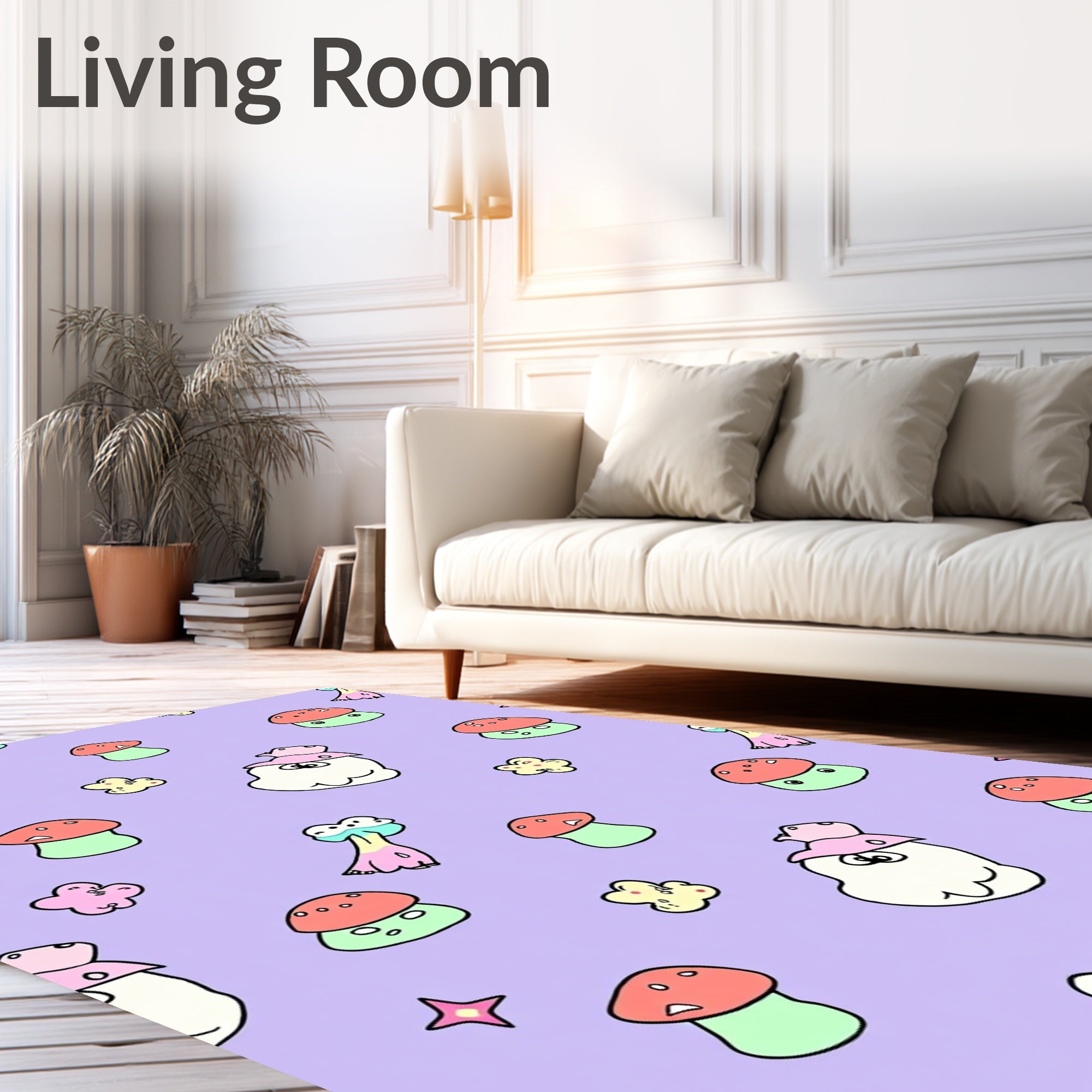 Playful Mushroom Critter Pattern Rug