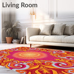 Vibrant Psychedelic Swirl Floral Design Rug