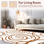 Abstract Swirls Brown Line Art Rug