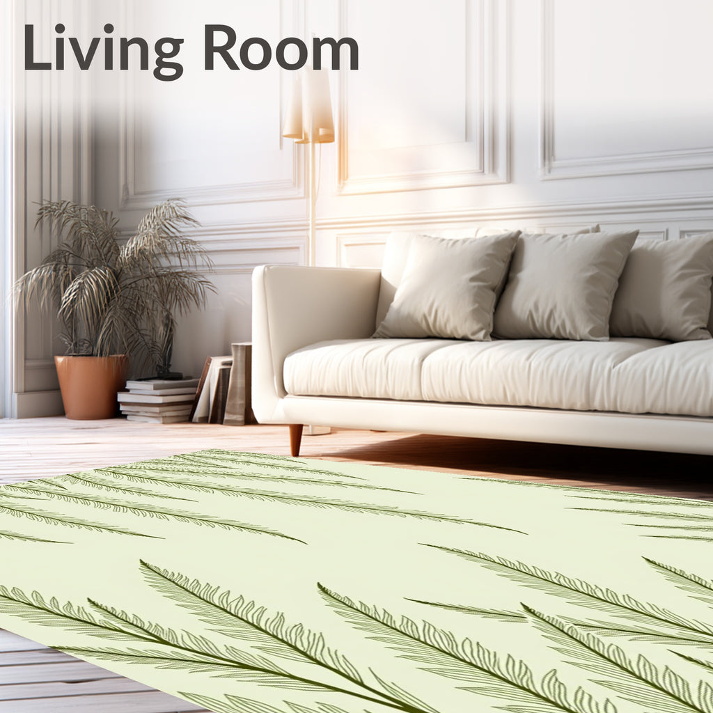 Elegant Fern Frond Outline Pattern Rug