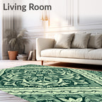 Emerald Floral Mandala Pattern Rug