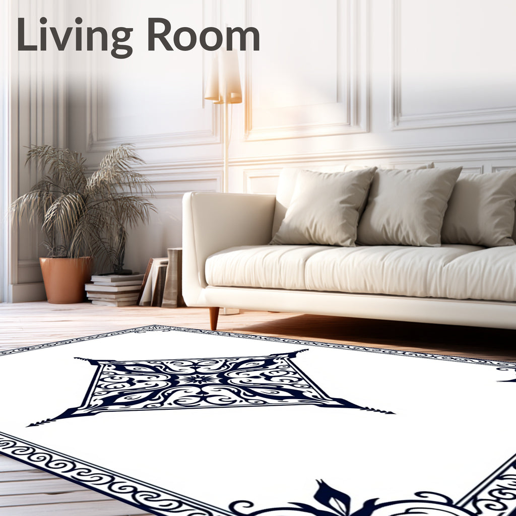 Ornate Diamond Swirl Pattern Rug
