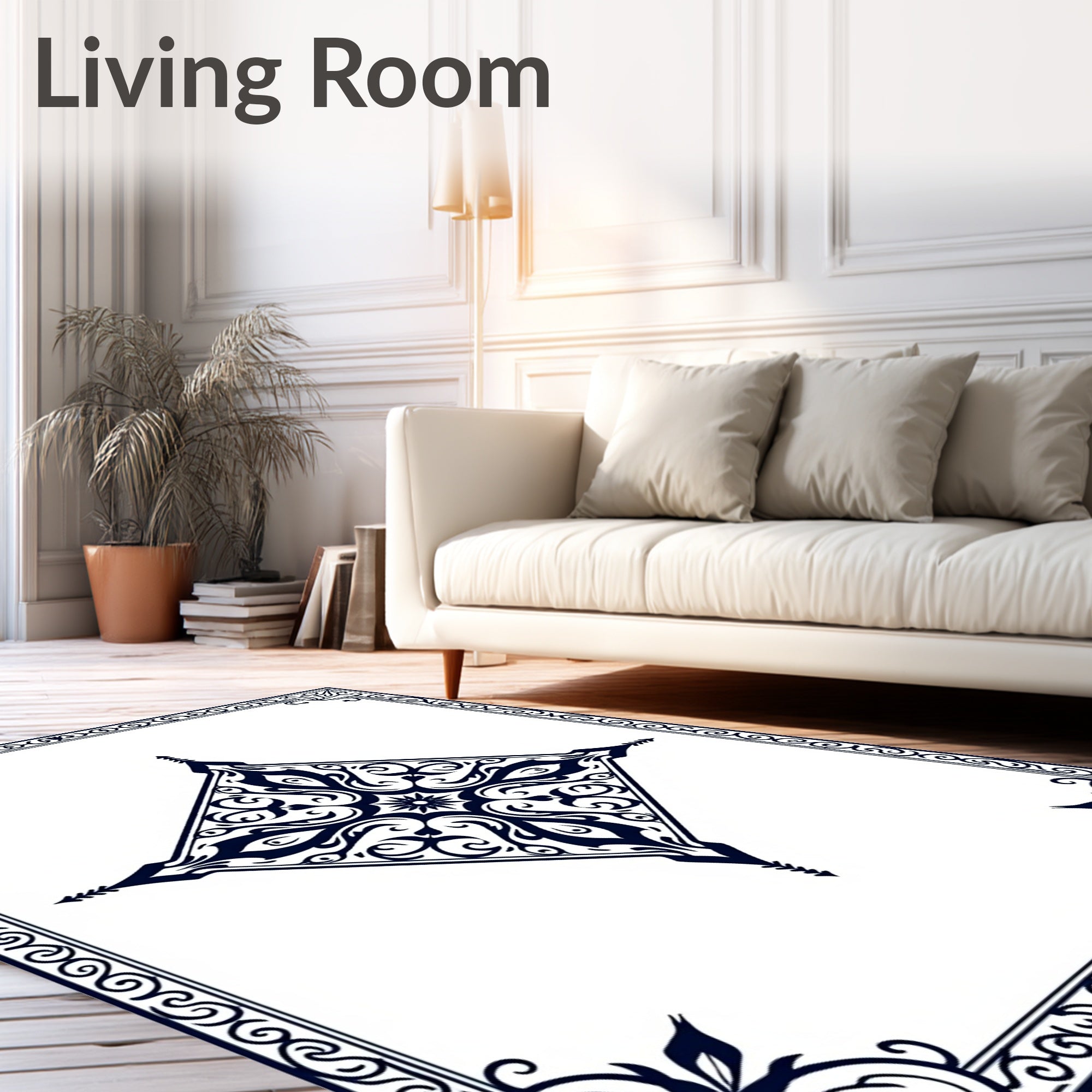 Ornate Diamond Swirl Pattern Rug